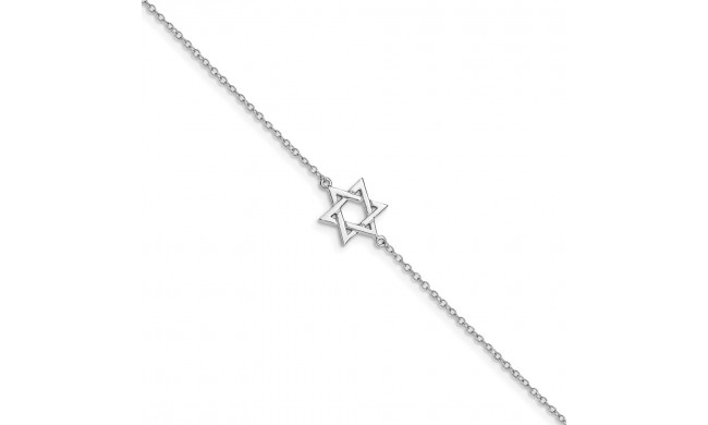 Quality Gold Sterling Silver Rhodium-plated Star of David Bracelet - QG4872-6.5