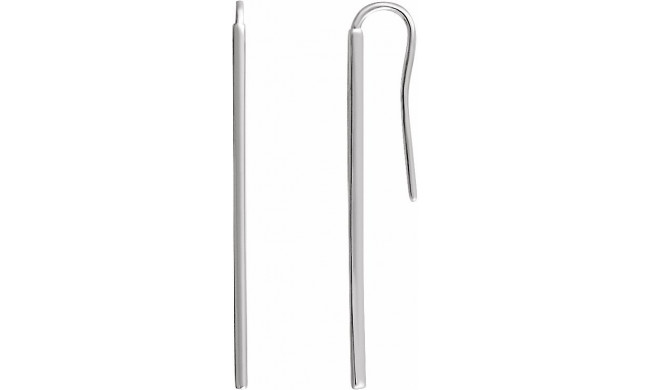 14K White Vertical Bar Earrings - 651815101P