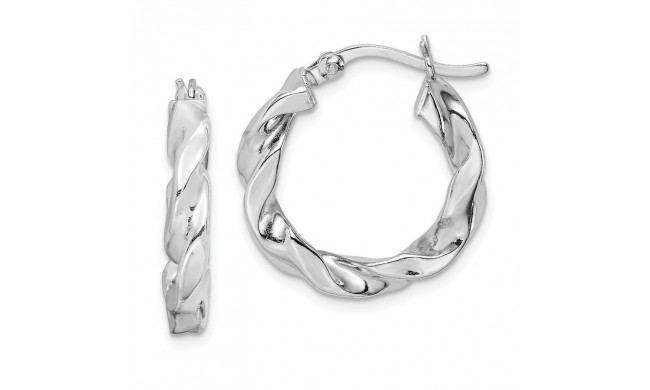 Quality Gold Sterling Silver Rhodium Plated Flattened Twist 20mm Hoop Earrings - QE6745