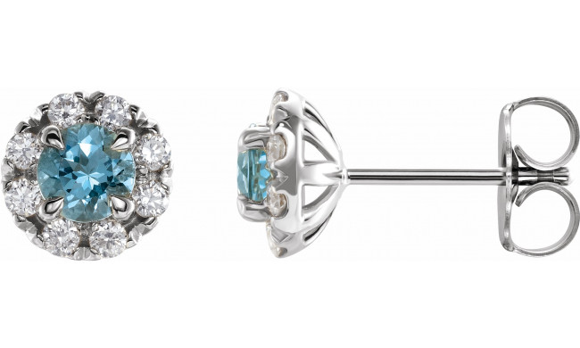 14K White Aquamarine & 1/3 CTW Diamond Earrings - 869716185P