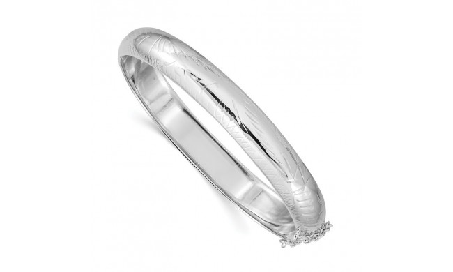 Quality Gold Sterling Silver Rhodium-plated 9.5mm Fancy Hinged Bangle Bracelet - QB32