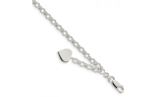 Quality Gold Sterling Silver Heart Bracelet - QG3086-7.5