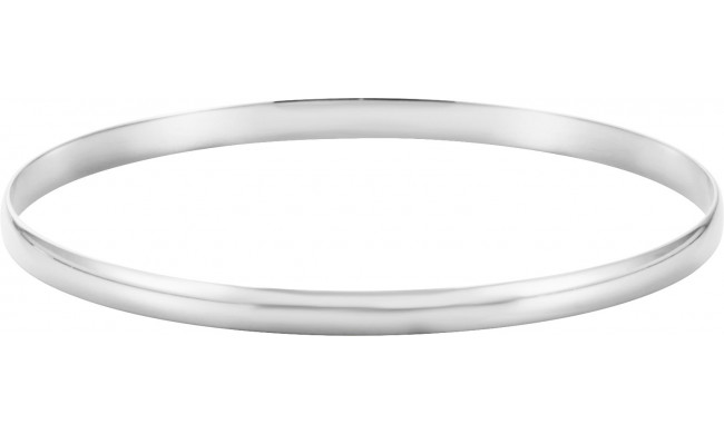 14K White 6 mm Half Round Bangle 7 3/4 Bracelet - BRC111652P