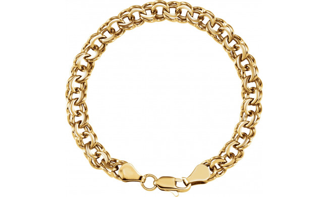 14K Yellow 7 mm Solid Double Link Charm 7 Bracelet - CH113120425P