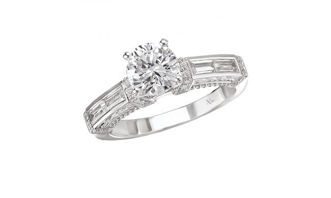 La Vie 14k White Gold Peg Head Semi-Mount Engagement Ring