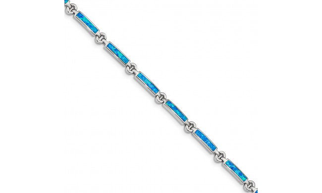 Quality Gold Sterling Silver Rhodium-plated Created Opal Bars Bracelet - QX971CP