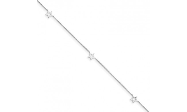 Quality Gold 14k White Gold Adjustable Star Anklet - ANK200-9