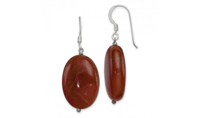 Quality Gold Sterling Silver Brown Sardonyx Dangle Earrings - QE6207