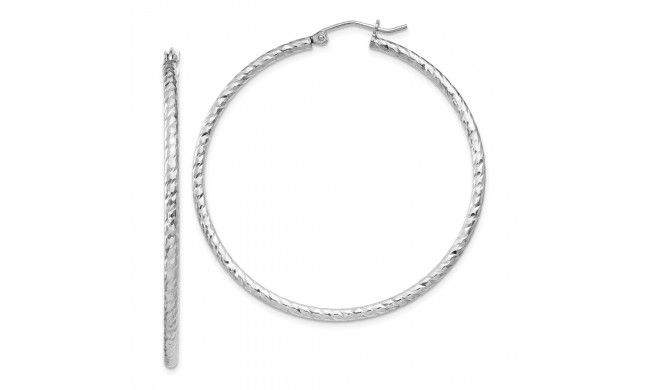 Quality Gold Sterling Silver Diamond Cut 2x45mm Hoop Earrings - QE8080