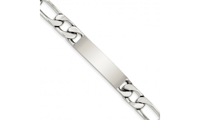 Quality Gold Sterling Silver 8.5 inch Polished Engraveable Figaro Link ID Bracelet - QID111-8.5