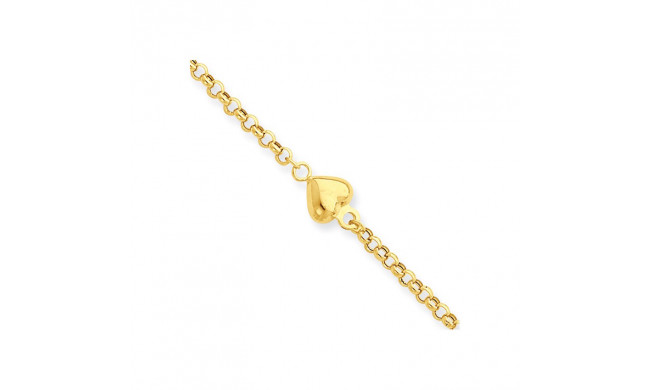 Quality Gold 14k Puff Heart 9in with Anklet - ANK220-10