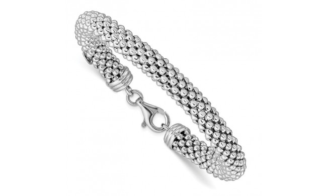 Quality Gold Sterling Silver Polished Rhodium-plated 8MM Bracelet - QB989