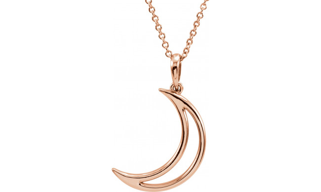 14K Rose 25.7x4.7 mm Crescent Moon 16 Necklace - 85880102P