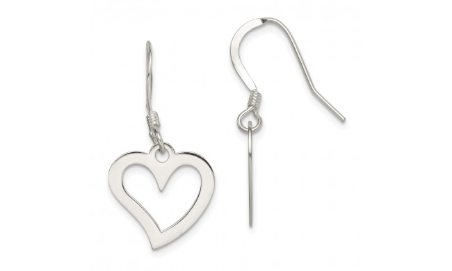 Quality Gold Sterling Silver Polished Heart Dangle Earrings - QE8750