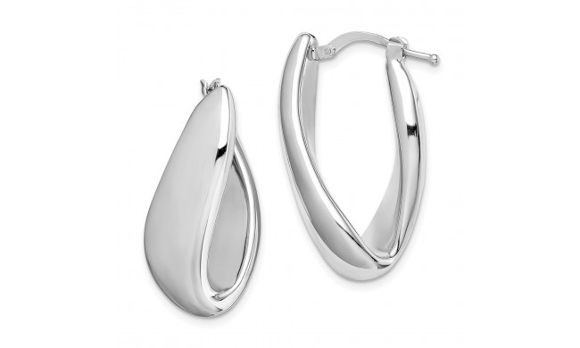 Quality Gold Sterling Silver Rhodium-plated Polished Hollow Hinged Post Hoop Earring - QE11631