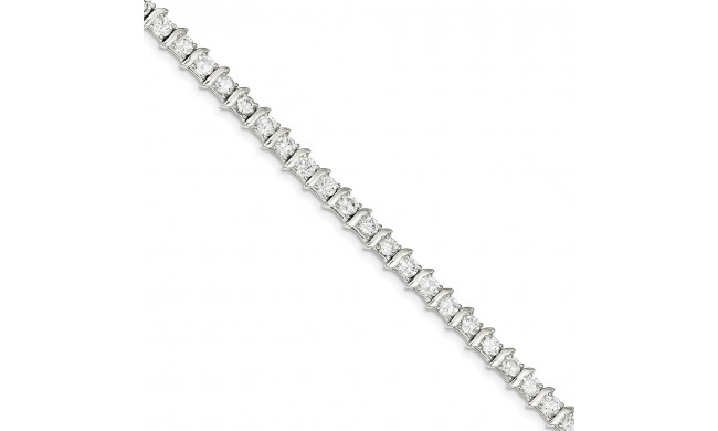 Quality Gold Sterling Silver & CZ Fancy Polished Bracelet - QX767CZ