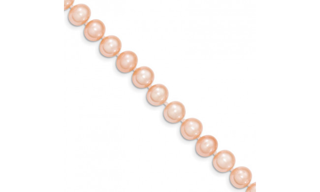 Quality Gold 14k Pink Near Round Freshwater Cultured Pearl Bracelet - PPN080-7.5