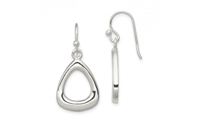 Quality Gold Sterling Silver Polished Triangular Shaped Dangle Earrings - QE7378