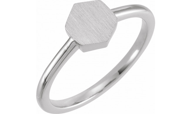 14K White  9.5x8 mm Geometric Signet Ring - 52180102P