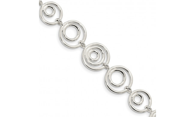 Quality Gold Sterling Silver Circle Link Bracelet - QG4258-7.25
