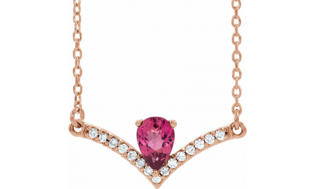14K Rose Pink Tourmaline & .06 CTW Diamond 18 Necklace - 868146127P