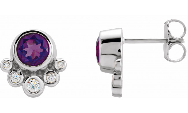14K White Amethyst & 1/8 CTW Diamond Earrings - 86777610P