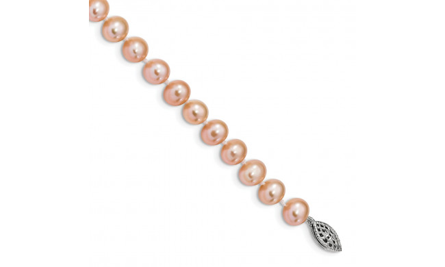 Quality Gold Sterling Silver Rhod-plated 7-8mm Pink FWC Pearl Bracelet - QH5167-7.25