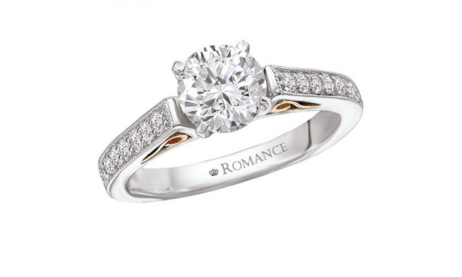 18k Two-Tone White and Yellow Gold Semi-Mount Diamond Engagement Ring