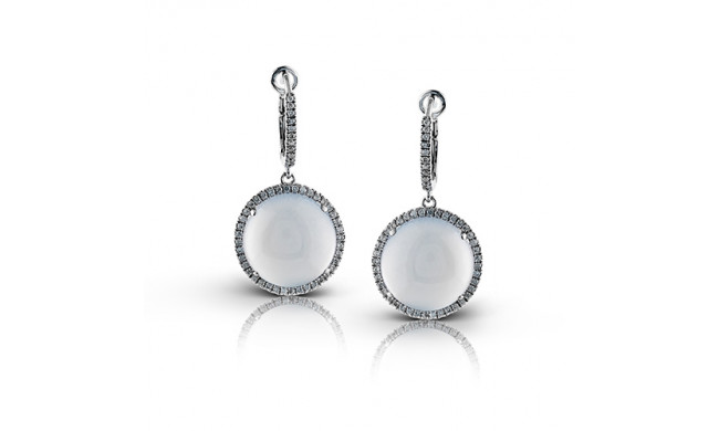 Zeghani 14k White Gold Diamond & Chalcedony Earrings