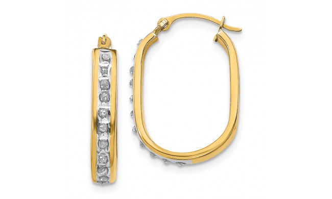 Quality Gold 14k Diamond Fascination Squared Hinged Hoop Earrings - DF136