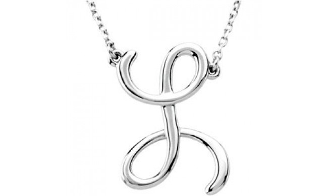 14K White Script Initial L 16 Necklace - 84635237P