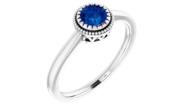 14K White Blue Sapphire September Birthstone Ring - 651609118P