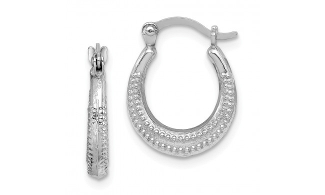 Quality Gold Sterling Silver Rhodium-plated Textured Hollow Hoop Earrings - QE8377