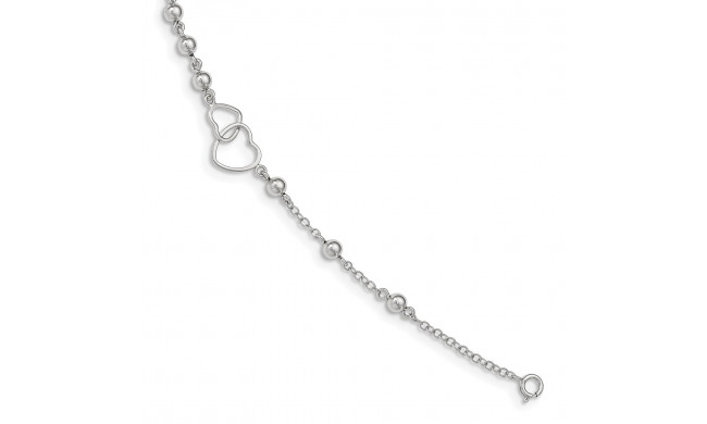 Quality Gold Sterling Silver Rhodium Plated Heart  Bracelet - QG4850-6