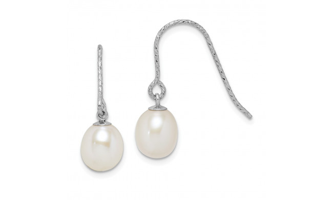 Quality Gold Sterling Silver Rhod-plat 6-7mm White Rice FWC Pearl Dangle Earrings - QE15309