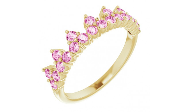 14K Yellow Pink Sapphire Crown Ring - 71972616P