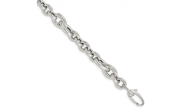 Quality Gold Sterling Silver 7.5in Polished Fancy Link Bracelet - QG4995-7.5