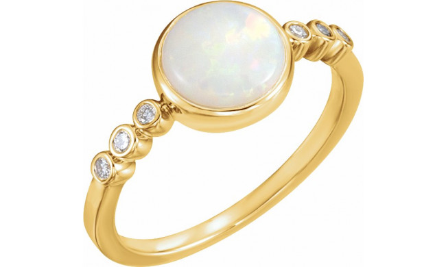 14K Yellow Opal & 1/10 CTW Diamond Ring - 71824601P