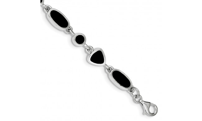 Quality Gold Sterling Silver Onyx Bracelet - QG912-8