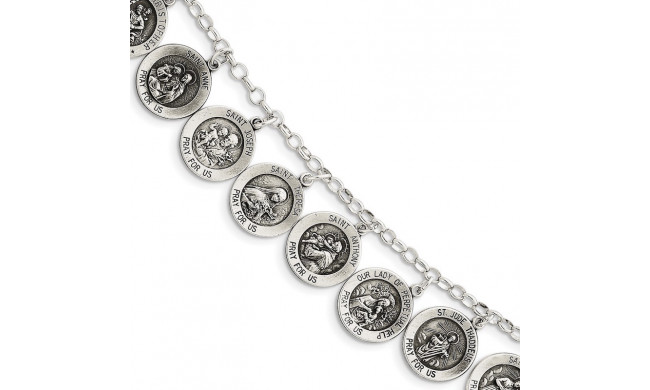 Quality Gold Sterling Silver 12 Saints Bracelet - QC4383
