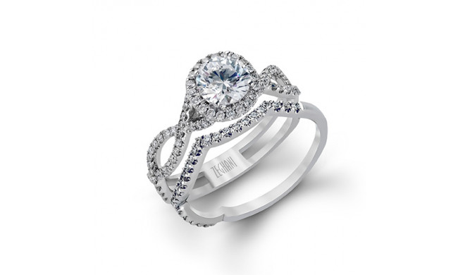 Zeghani 14k White Gold Diamond Engagement Ring