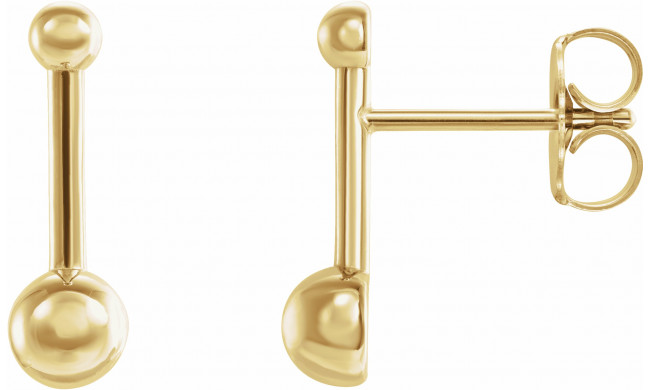 14K Yellow Bar & Ball Earrings - 87070601P