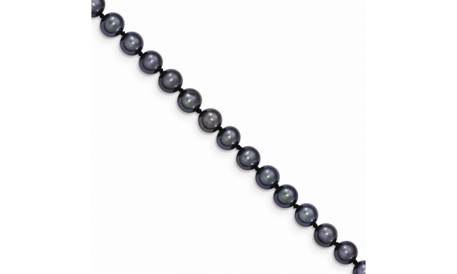 Quality Gold 14k Black Near Round Freshwater Cultured Pearl Bracelet - BPN050-7.5