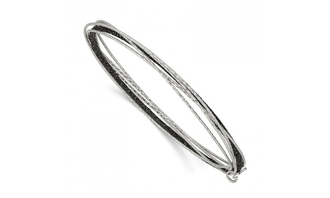 Quality Gold Sterling Silver Black Glitter Enamel Polished &  Bangle Bracelet - QB730