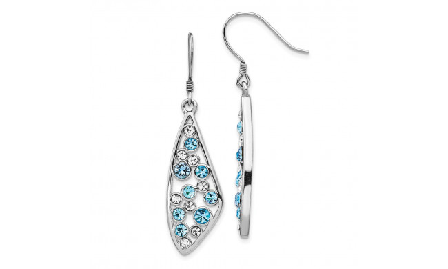 Quality Gold Sterling Silver Rhodium-plated Clear & Blue Crystal Wing Dangle Earrings - QE14415