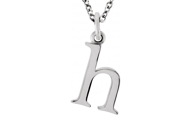 14K White Lowercase Initial h 16 Necklace - 8578070022P