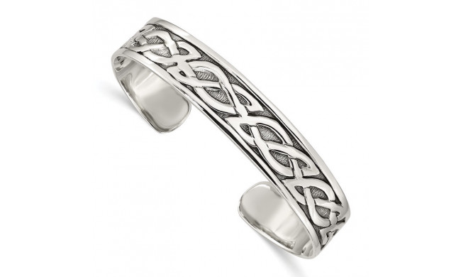 Quality Gold Sterling Silver 12.5mm Cuff Bangle Bracelet - QB356