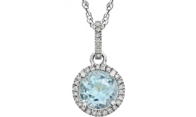 14K White Sky Blue Topaz & 1/10 CTW Diamond 18 Necklace - 65130170004P