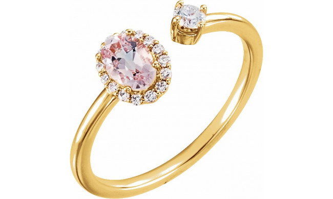 14K Yellow Morganite & 1/6 CTW Diamond Halo-Style Ring - 71903601P