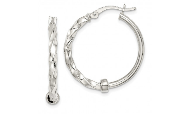 Quality Gold Sterling Silver Polished and Twisted Hoop Earrings - QE14114